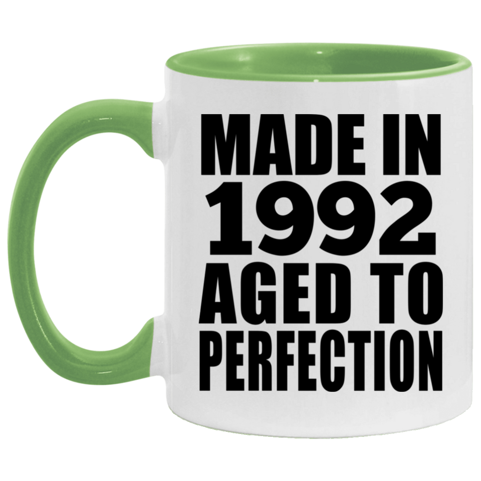 32nd Birthday Made In 1992 Aged to Perfection - 11oz Accent Mug Green