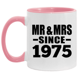 49th Anniversary Mr & Mrs Since 1975 - 11oz Accent Mug Pink