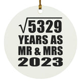 73rd Anniversary Square Root of 5329 Years As Mr & Mrs 2023 - Circle Ornament