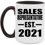 Sales Representative Established EST. 2021 - 15oz Accent Mug Black