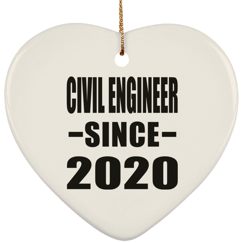 Civil Engineer Since 2020 - Heart Ornament