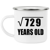 27th Birthday Square Root of 729 Years Old - 12oz Camping Mug
