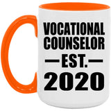 Vocational Counselor Established EST. 2020 - 15oz Accent Mug Orange