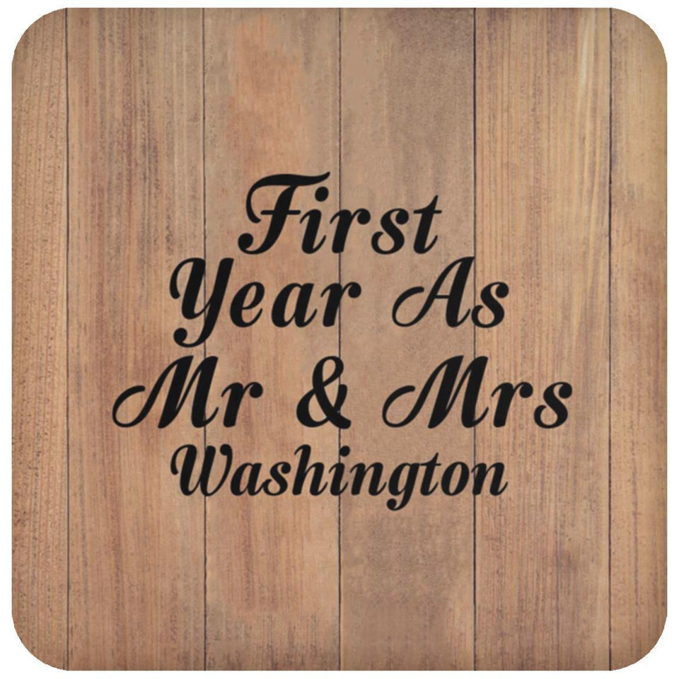 First Year As Mr & Mrs Washington - Drink Coaster C