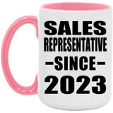 Sales Representative Since 2023 - 15oz Accent Mug Pink