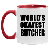 World's Okayest Butcher - 11oz Accent Mug Red