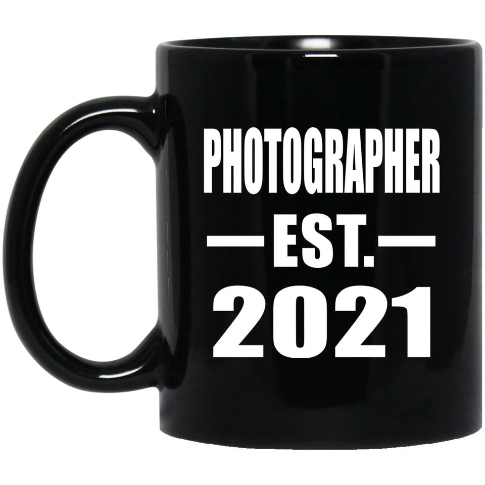 Photographer Established EST. 2021 - 11oz Coffee Mug Black