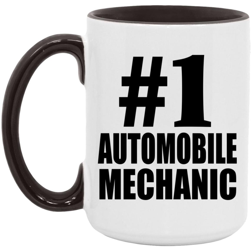 Number One #1 Automobile Mechanic - 15oz Accent Mug Black