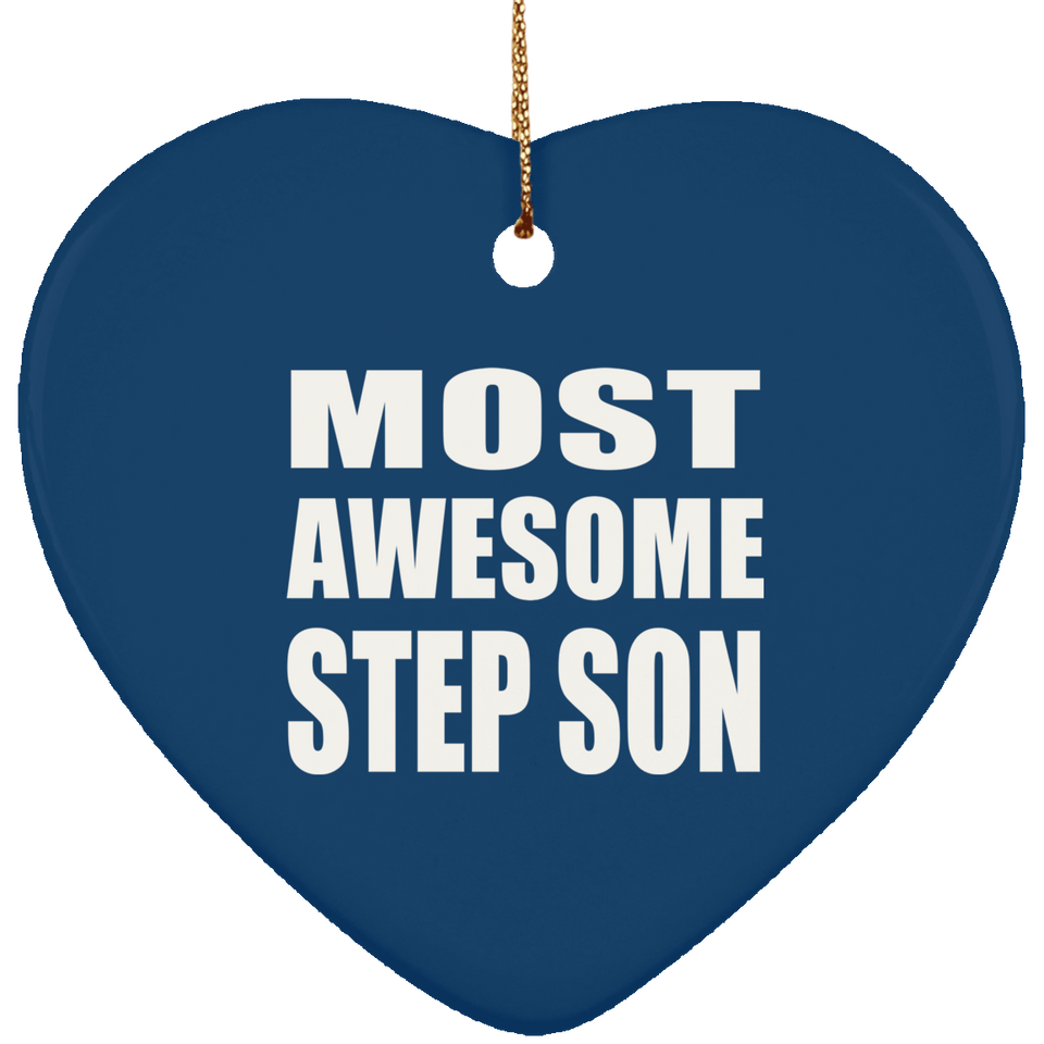 Most Awesome Step Son - Heart Ornament
