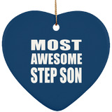 Most Awesome Step Son - Heart Ornament