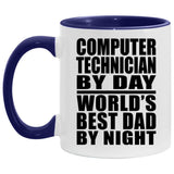 Computer Technician By Day World's Best Dad By Night - 11oz Accent Mug Purple