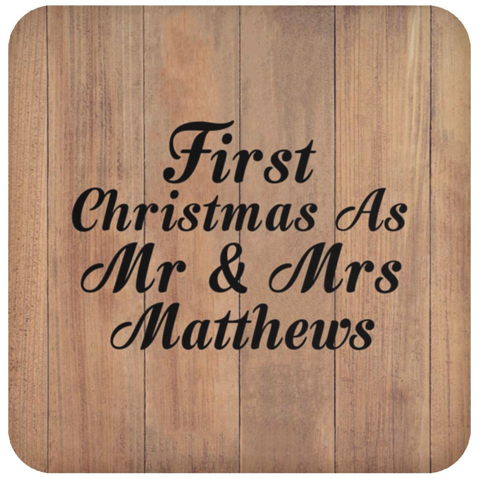 First Christmas As Mr & Mrs Matthews - Drink Coaster C