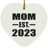 Mom Established EST. 2023 - Heart Ornament