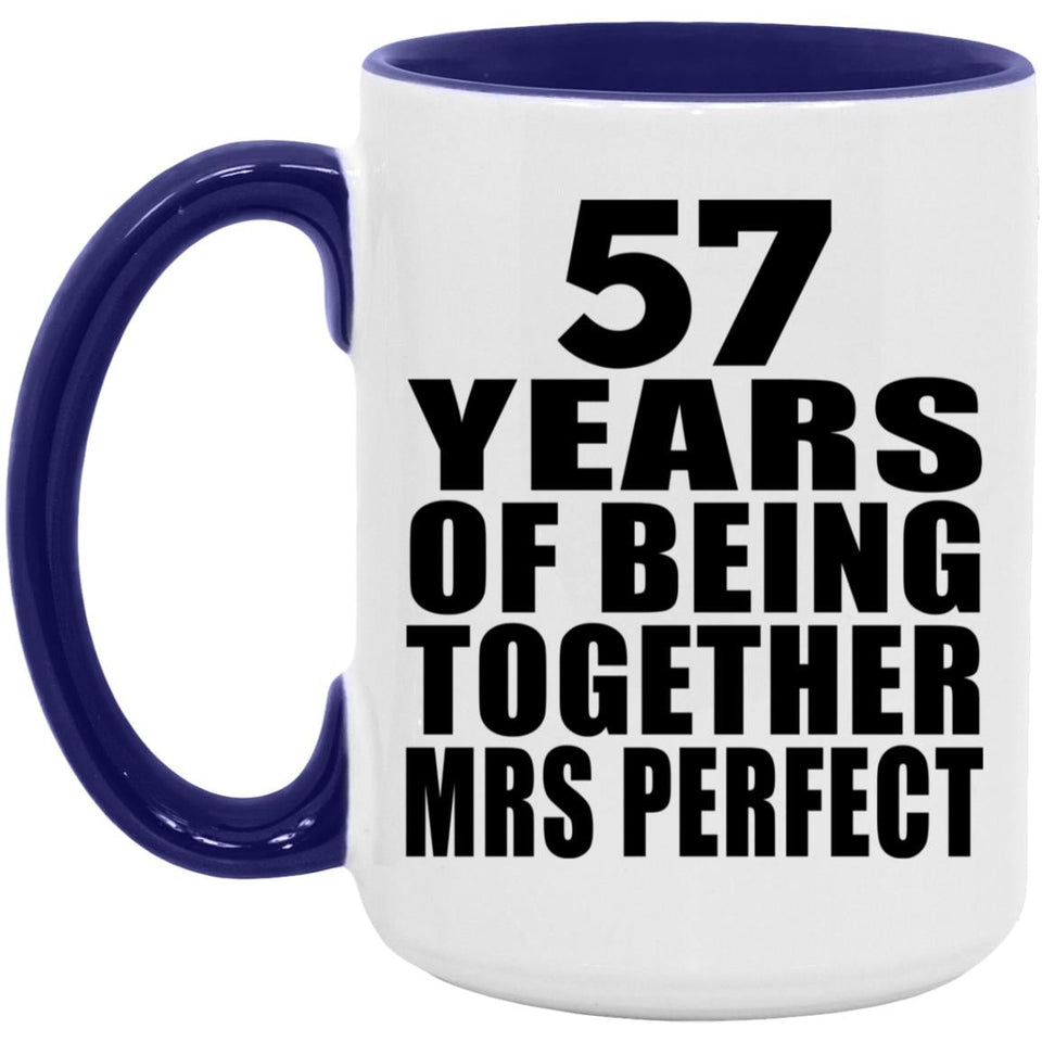 57th Anniversary 57 Years Of Being Mrs Perfect - 15oz Accent Mug Purple