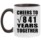 29th Anniversary Cheers To Square Root of 841 Years Together - 11oz Accent Mug Black