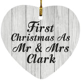 First Christmas As Mr & Mrs Clark - Heart Ornament F