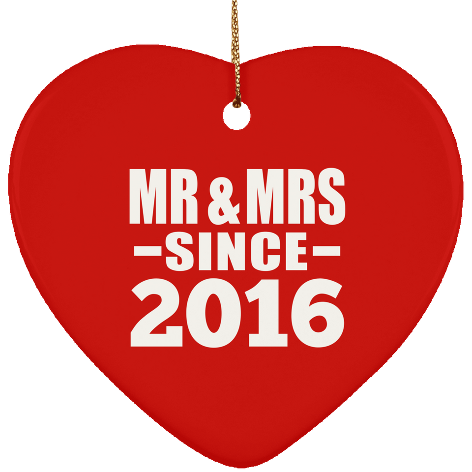 8th Anniversary Mr & Mrs Since 2016 - Heart Ornament