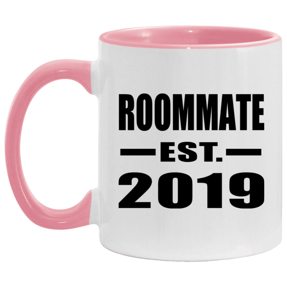 Roommate Established EST. 2019 - 11oz Accent Mug Pink