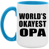 World's Okayest Opa - 15oz Accent Mug Blue