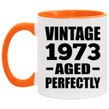 51st Birthday Vintage 1973 Aged Perfectly - 11oz Accent Mug Orange