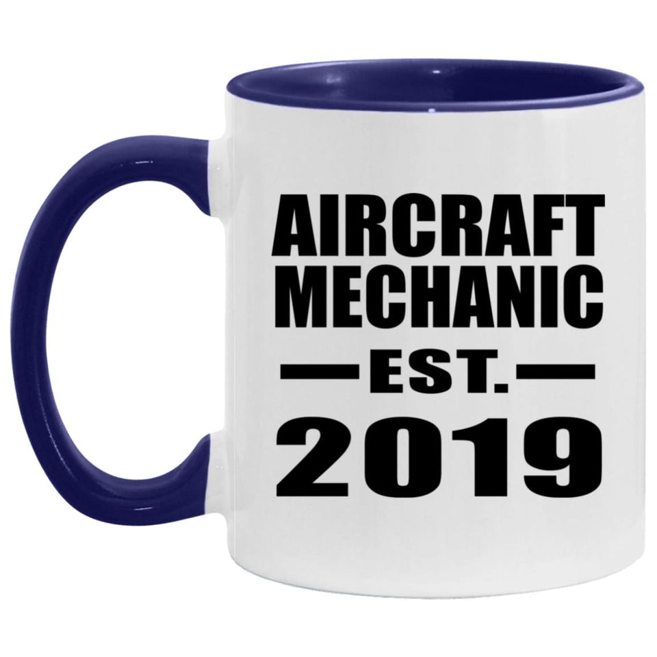 Aircraft Mechanic Established EST. 2019 - 11oz Accent Mug Purple