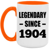 120th Birthday Legendary Since 1904 - 15oz Accent Mug Orange