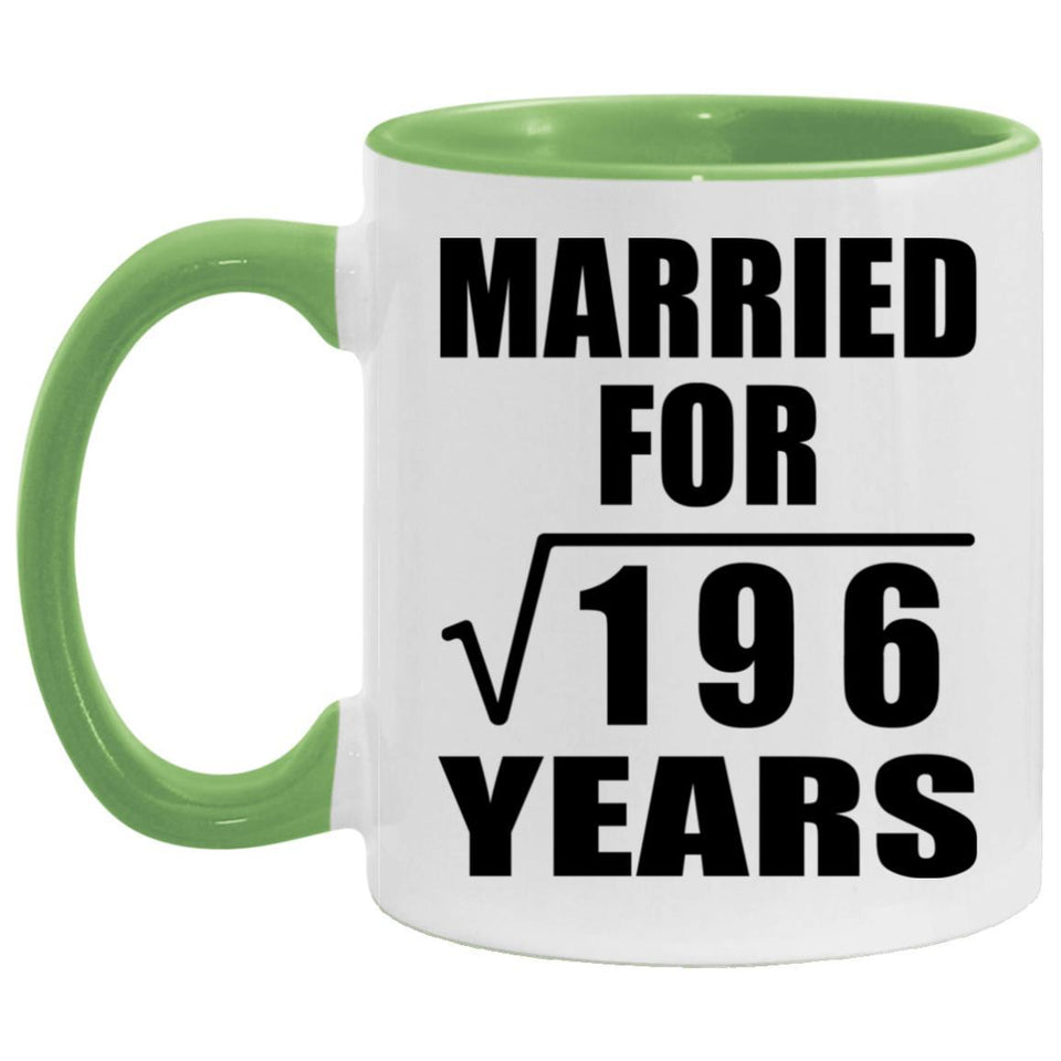 14th Anniversary Married For Square Root of 196 Years - 11oz Accent Mug Green