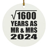 40th Anniversary Square Root of 1600 Years As Mr & Mrs 2024 - Circle Ornament