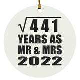 21st Anniversary Square Root of 441 Years As Mr & Mrs 2022 - Circle Ornament