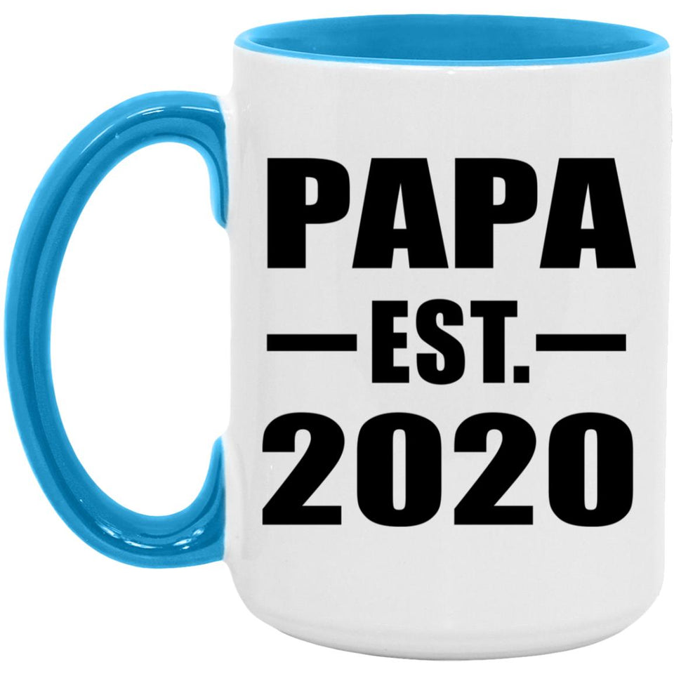 Papa Established EST. 2020 - 15oz Accent Mug Blue