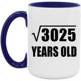 55th Birthday Square Root of 3025 Years Old - 15oz Accent Mug Purple