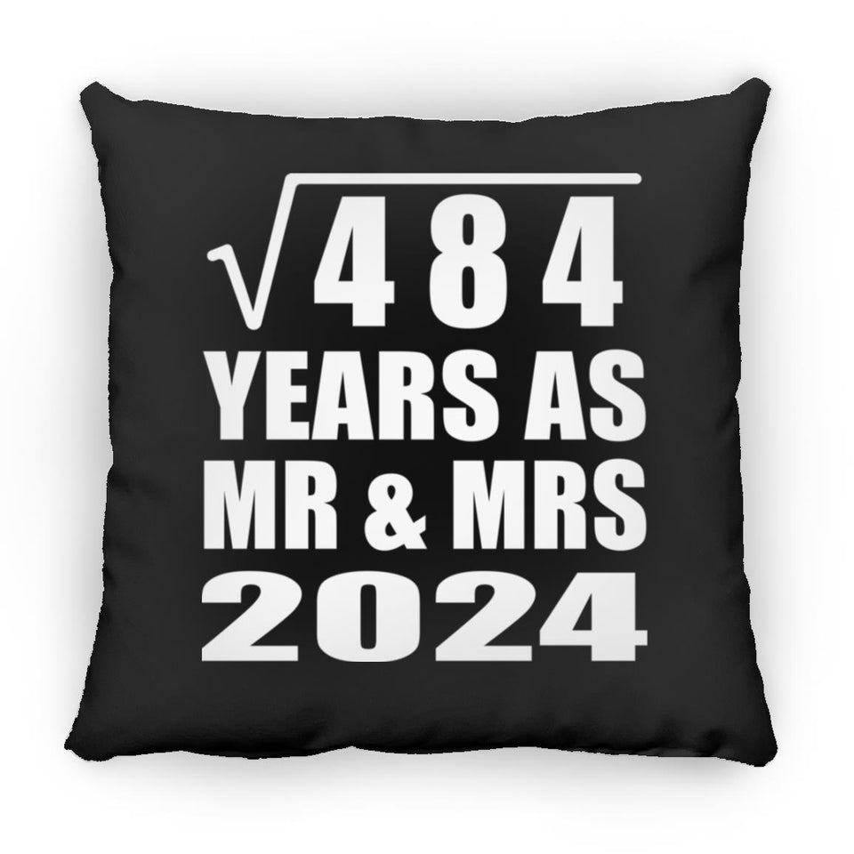 22nd Anniversary Square Root of 484 Years As Mr & Mrs 2024 - Throw Pillow Black