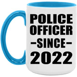 Police Officer Since 2022 - 15oz Accent Mug Blue
