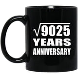 95th Anniversary Square Root of 9025 Years Anniversary - 11oz Coffee Mug Black
