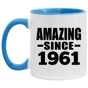 63rd Birthday Amazing Since 1961 - 11oz Accent Mug Blue