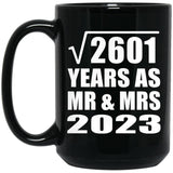 51st Anniversary Square Root of 2601 Years As Mr & Mrs 2023 - 15oz Coffee Mug Black