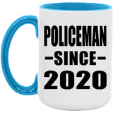 Policeman Since 2020 - 15oz Accent Mug Blue