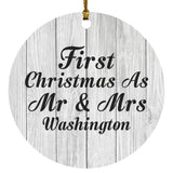 First Christmas As Mr & Mrs Washington - Circle Ornament F