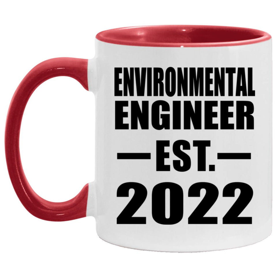 Environmental Engineer Established EST. 2022 - 11oz Accent Mug Red