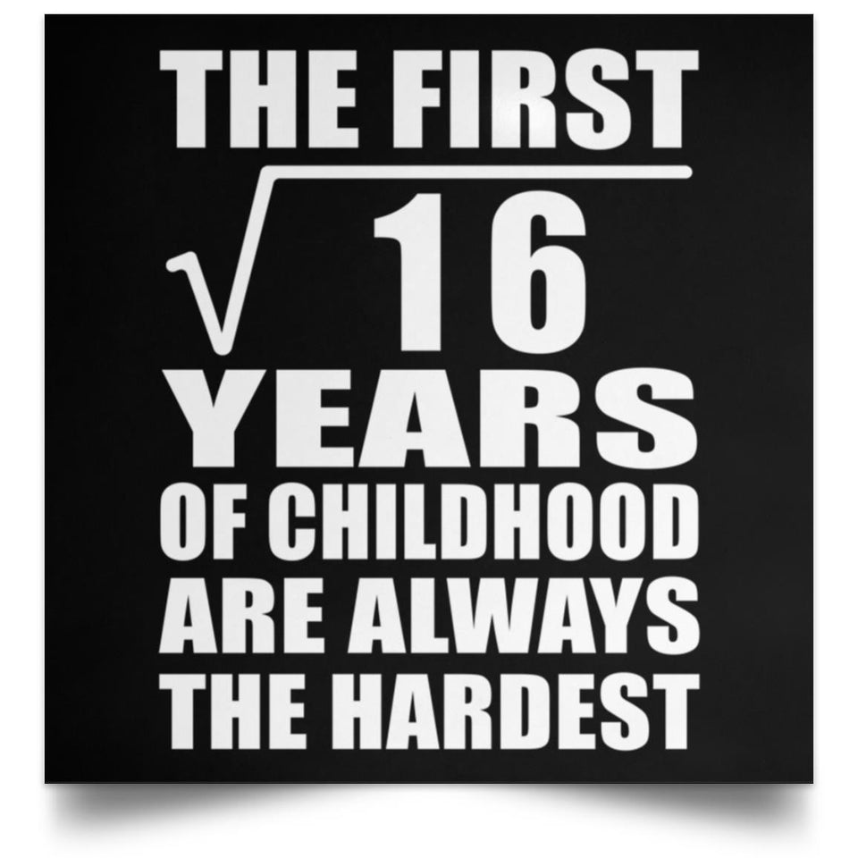 4th Birthday Square Root of 16 Years of Childhood - Poster Square