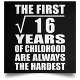 4th Birthday Square Root of 16 Years of Childhood - Poster Square