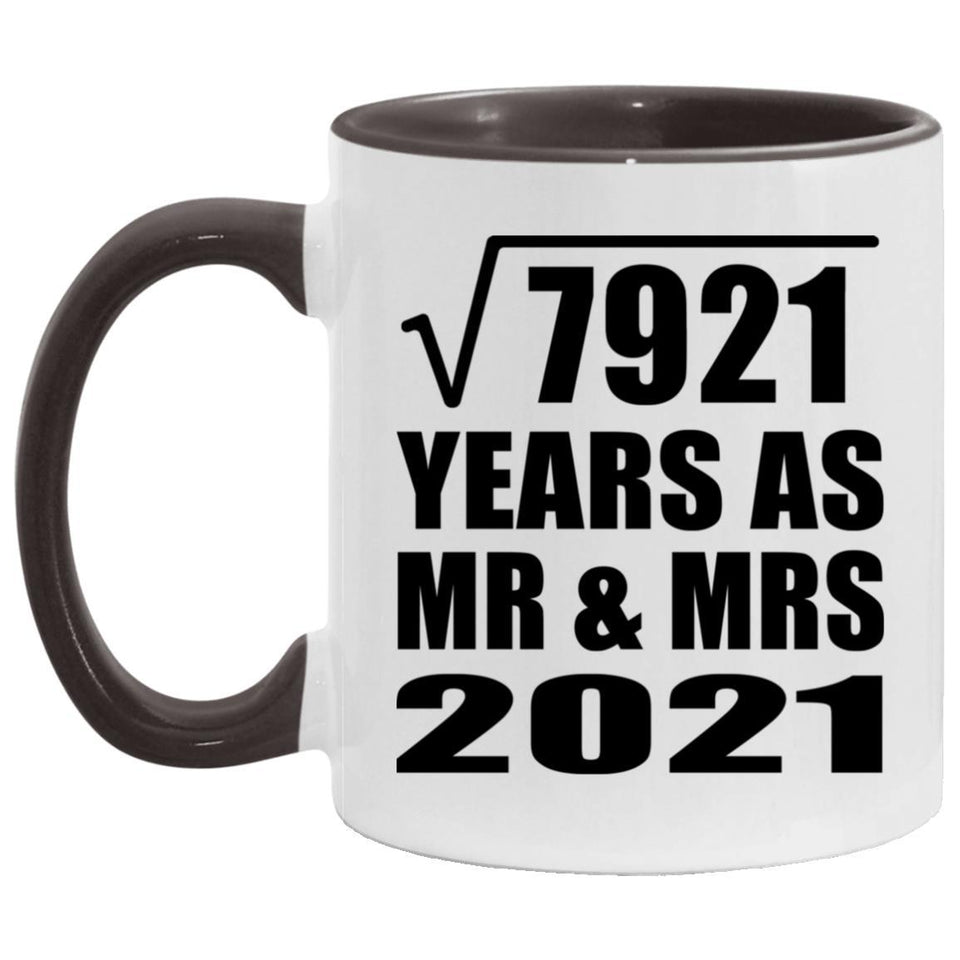 89th Anniversary Square Root of 7921 Years As Mr & Mrs 2021 - 11oz Accent Mug Black