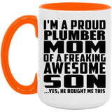 Proud Plumber Mom Of Awesome Son - 15oz Accent Mug Orange