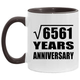 81st Anniversary Square Root of 6561 Years Anniversary - 11oz Accent Mug Black