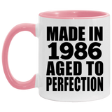 38th Birthday Made In 1986 Aged to Perfection - 11oz Accent Mug Pink