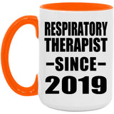 Respiratory Therapist Since 2019 - 15oz Accent Mug Orange