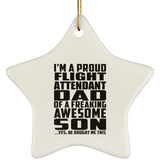 Proud Flight Attendant Dad Of Awesome Son - Star Ornament