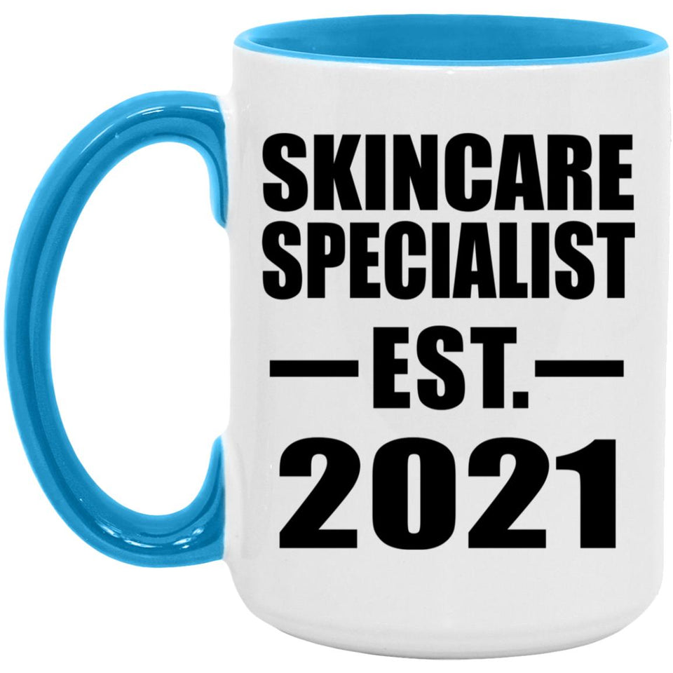 Skincare Specialist Established EST. 2021 - 15oz Accent Mug Blue