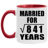 29th Anniversary Married For Square Root of 841 Years - 11oz Accent Mug Red