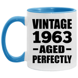 61st Birthday Vintage 1963 Aged Perfectly - 11oz Accent Mug Blue